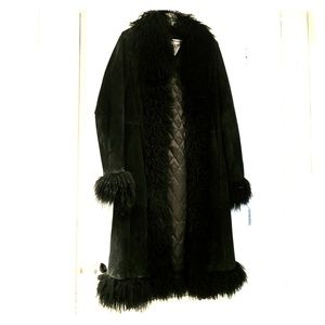 Marvin Richards Black Fur & Leather Dress Coat